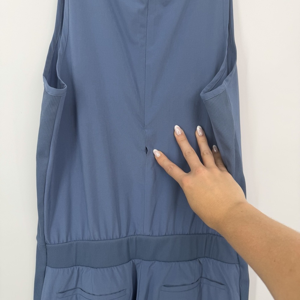 ATHLETA Brooklyn Jumpsuit Womens Size 8 Blue Sleeveless Athletic V Neck - Picture 8 of 14